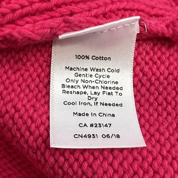 Talbots Bright Hot Pink Sweater Turtleneck Size Large L 100% Cotton - Picture 5 of 6